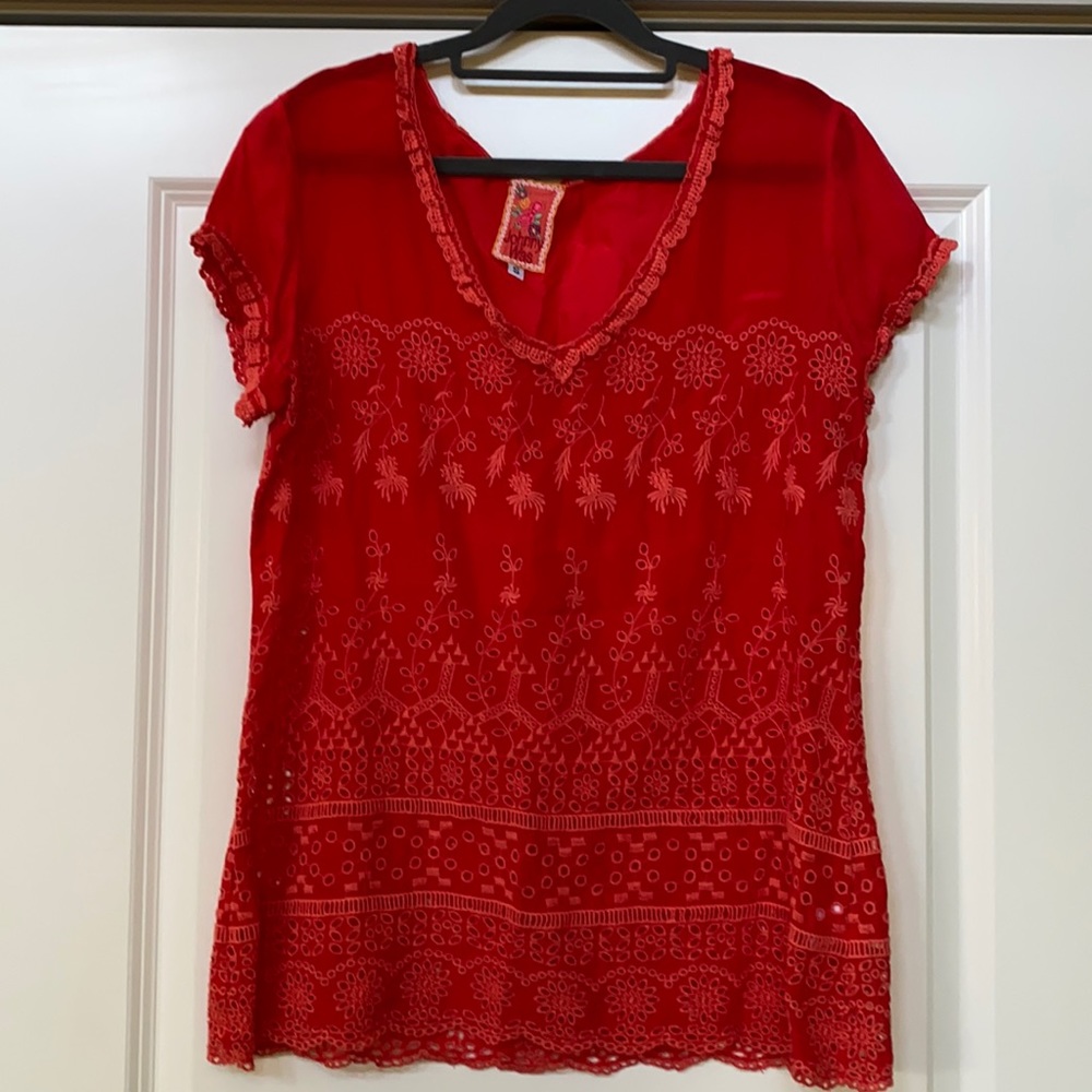 Johnny Was Red Too, Size Small, Embroidered